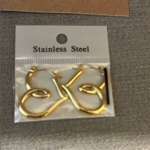 Gold Toned, Stainless Steel Twist Hoop Earrings - Elegant Women's Jewelry